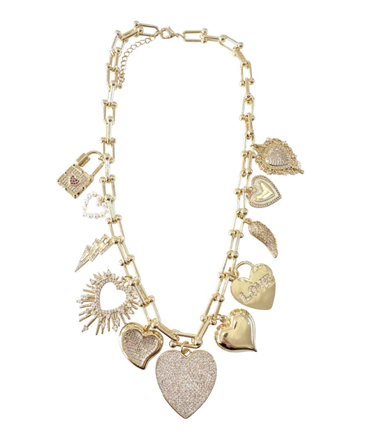 Fancy Heart Charm Necklace