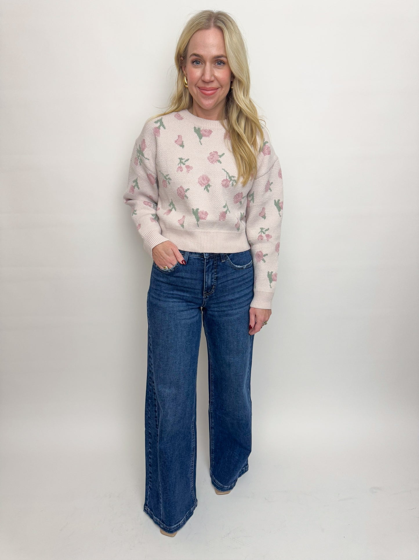 Winter Rose Cropped Sweater