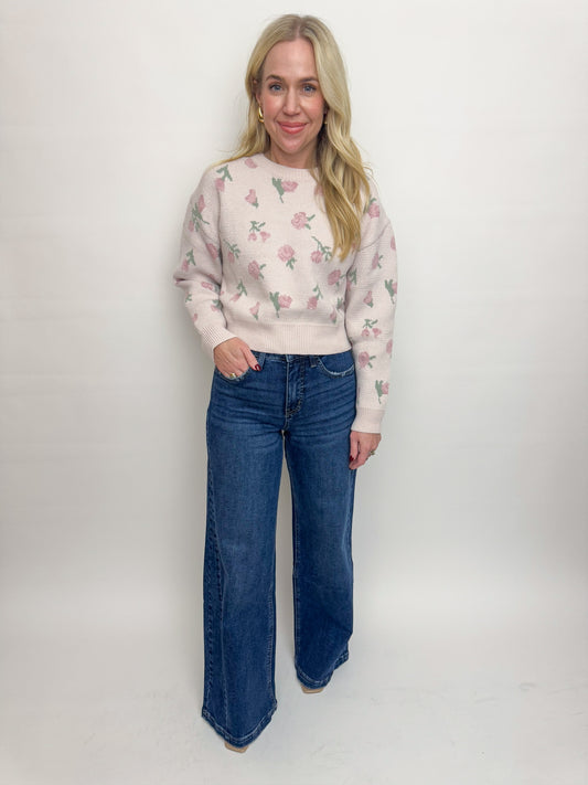 Winter Rose Cropped Sweater