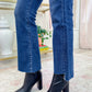 High Rise Side Step Hem Bootcut Jean