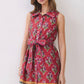 Floral Print Belted Mini Shirt Dress
