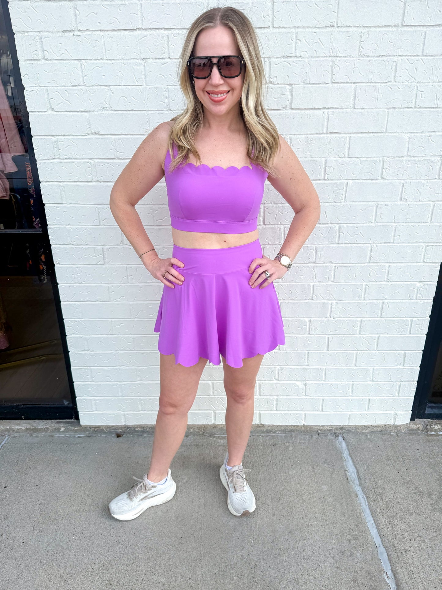 Scallop Active Crop & Skirt Set