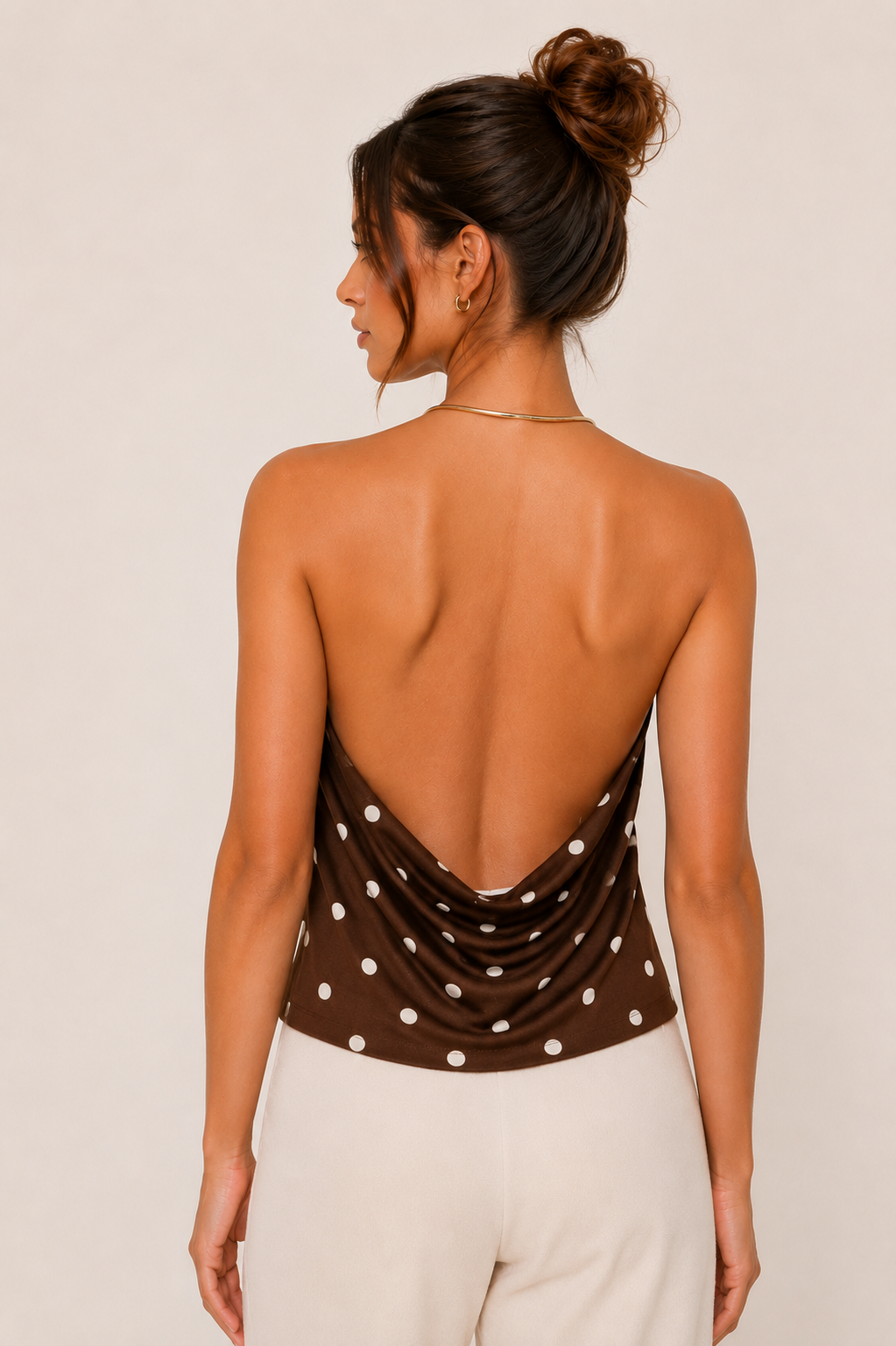Polka Dot Top with Neck Trim