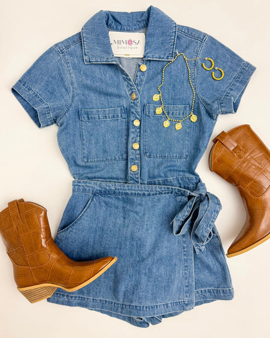 Stateside Romper Hazy Blue