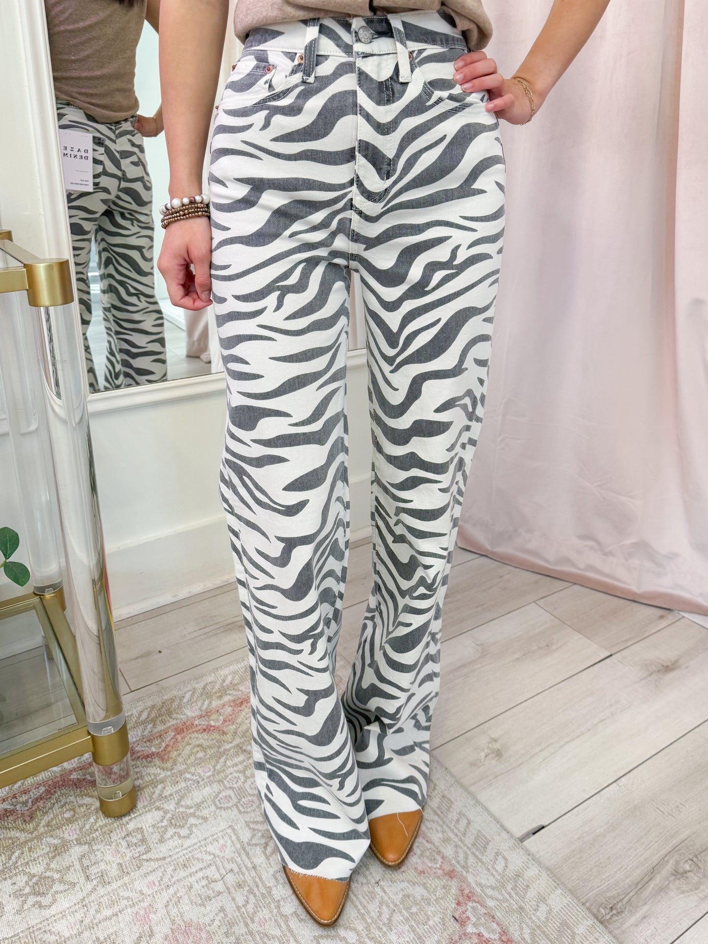 Far Out High Rise Wide Leg Zebra