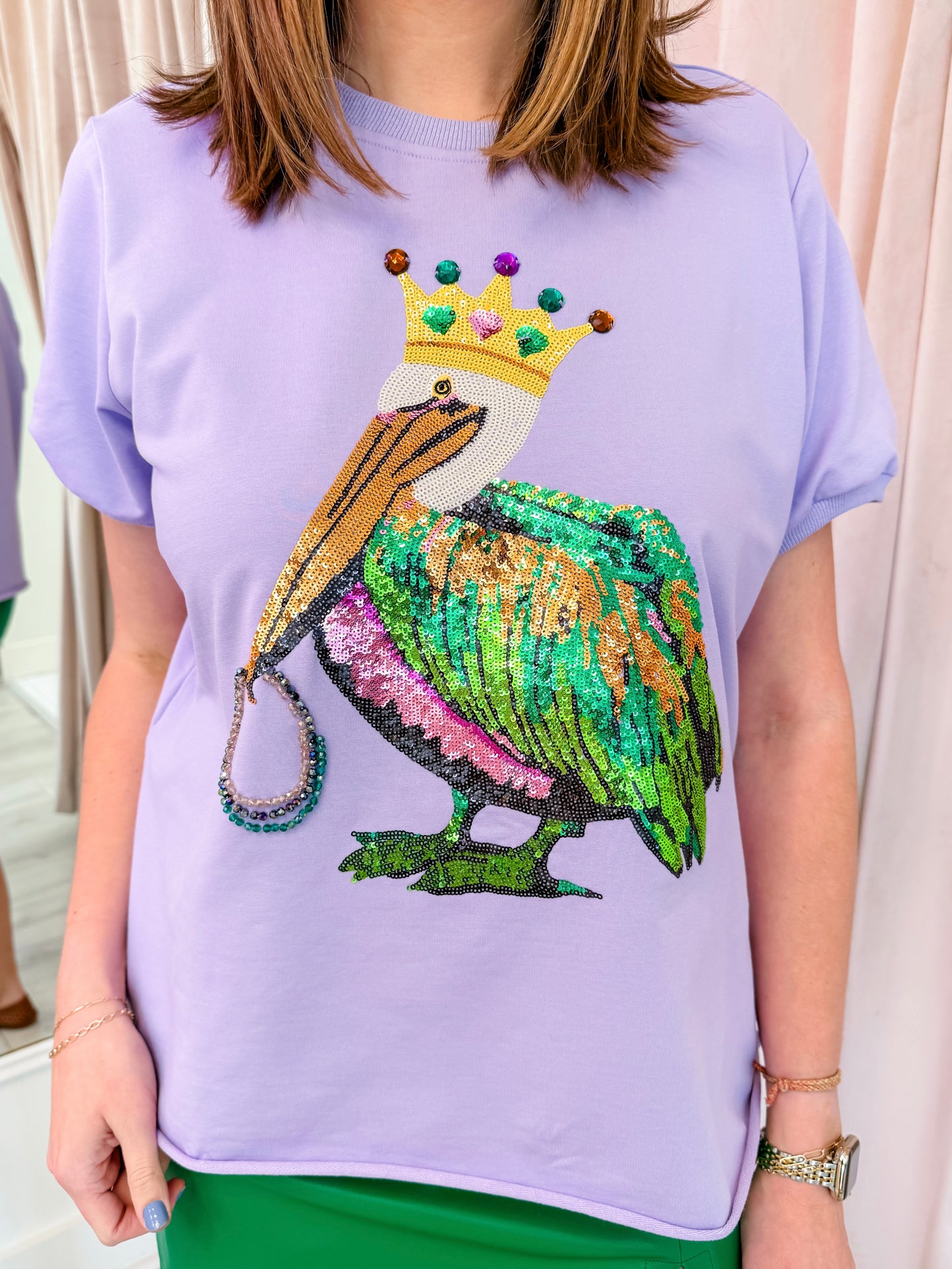 Mardi Gras Pelican Sequin Tee