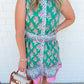 Floral Border Print Belted Mini Dress