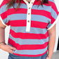 Victoria Striped Cuffed Sleeve Top