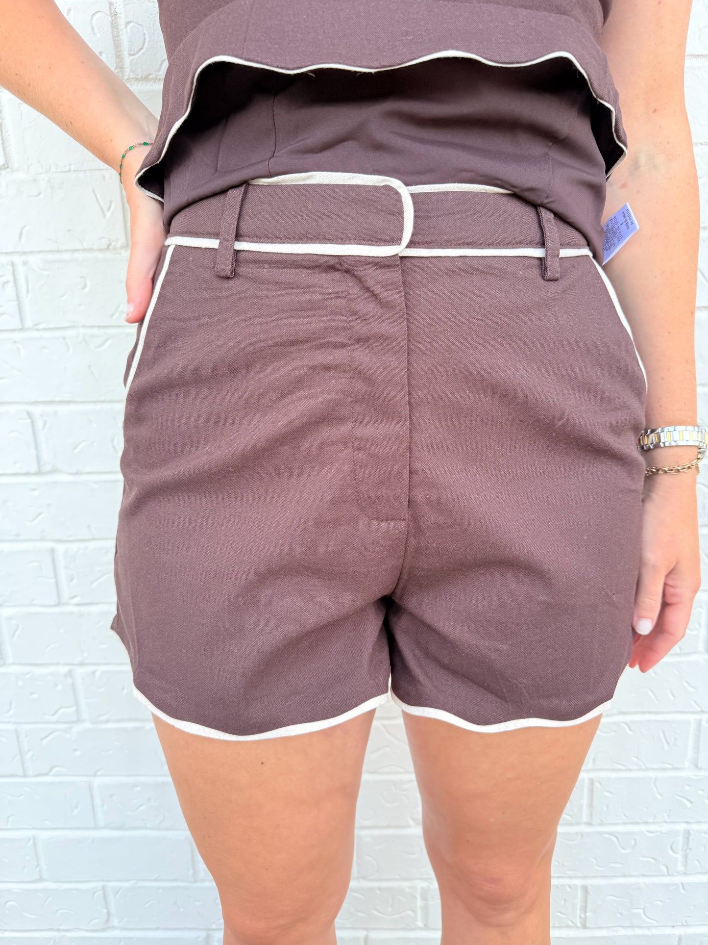 Espresso Scalloped Shorts