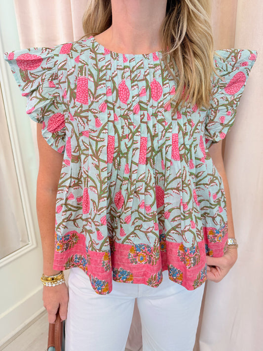 Amelia Ruffle Shoulder Blouse