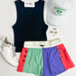 Color Blocked Side Snap Short