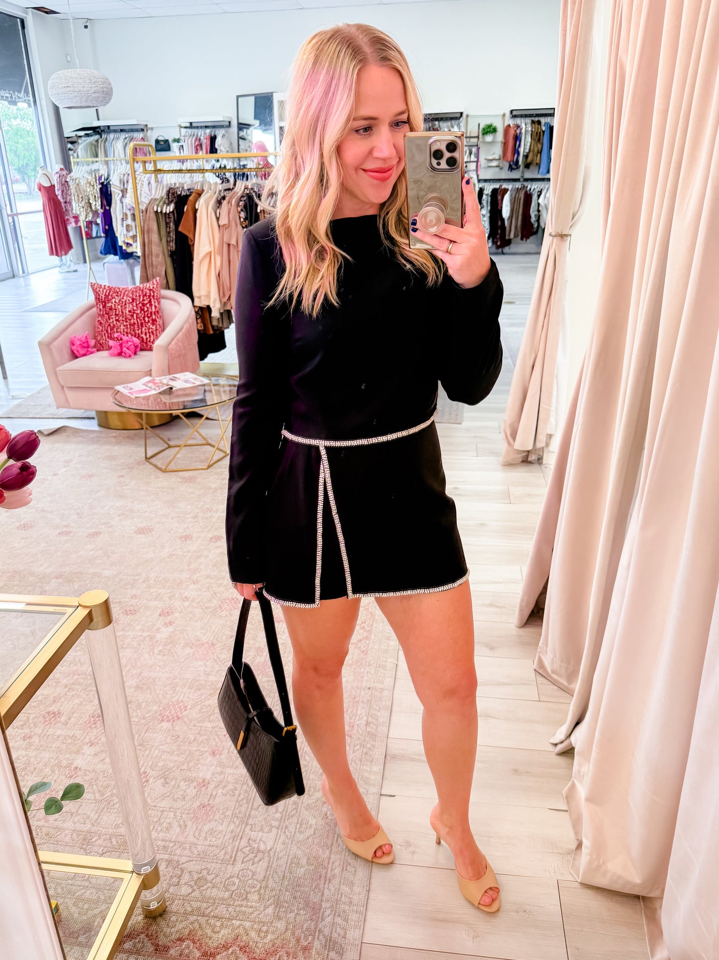 Angelica Rhinestoned Crop & Skort Set