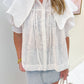 Eyelet Novelty Collar Top