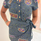 LSU Denim Rhinestone Logo Romper