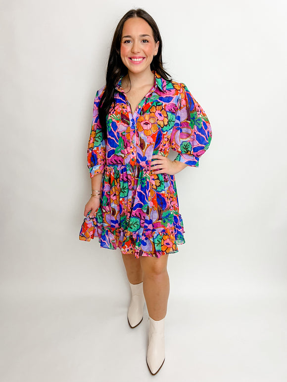 On A Whim Floral Button Up Dress