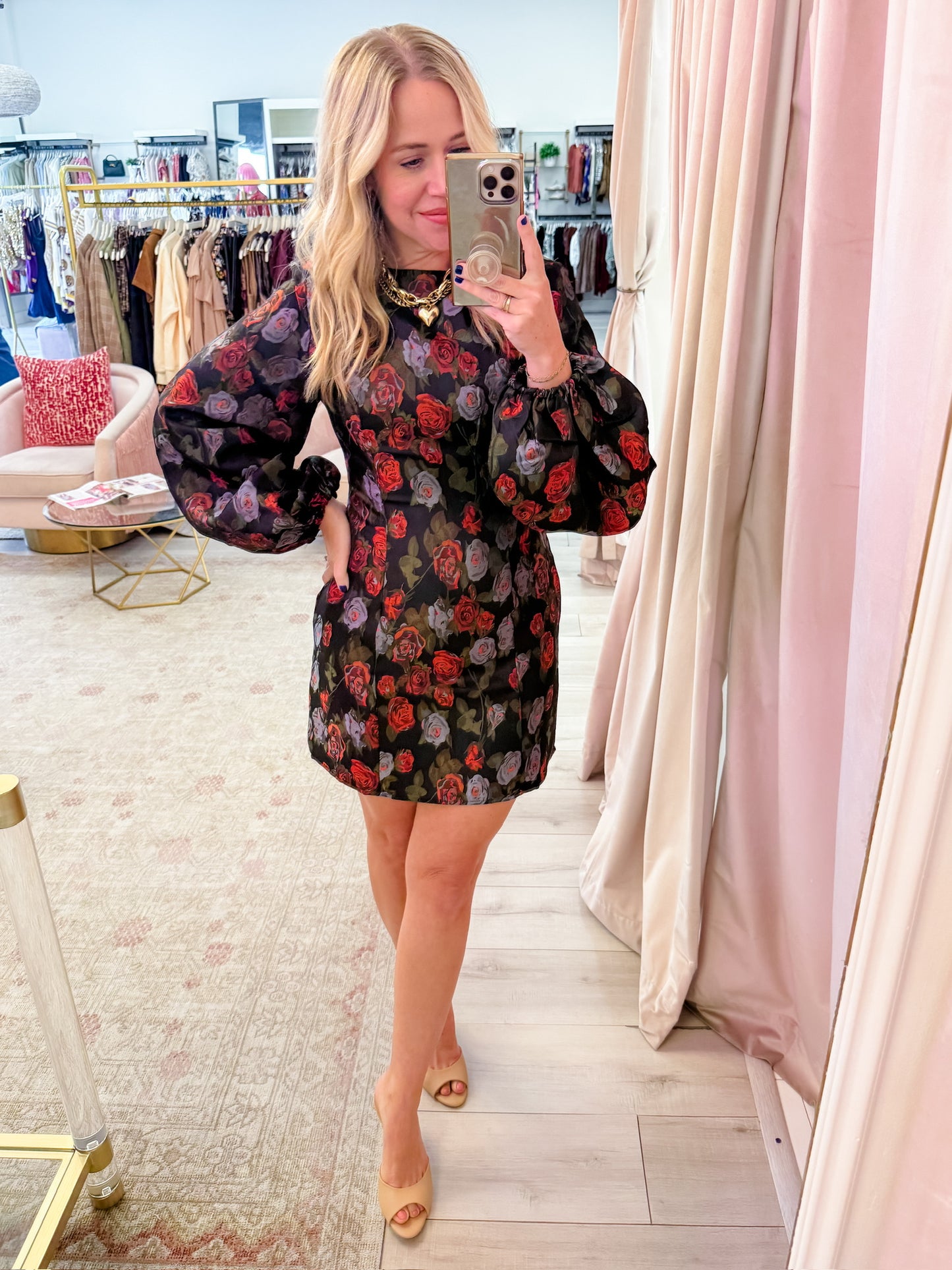 Scarlett Long Balloon Sleeve Cocktail Dress