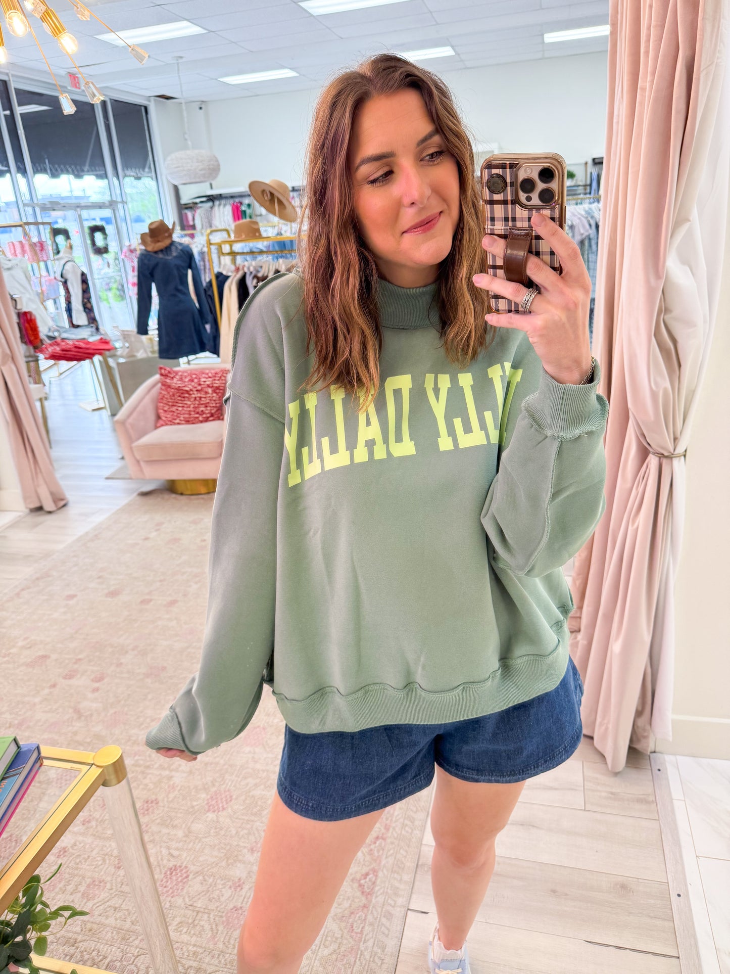 Dilly Dally Reversible Mock Neck Sweatshirt