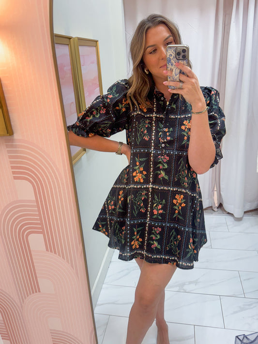 Fleur Noir Mini Dress
