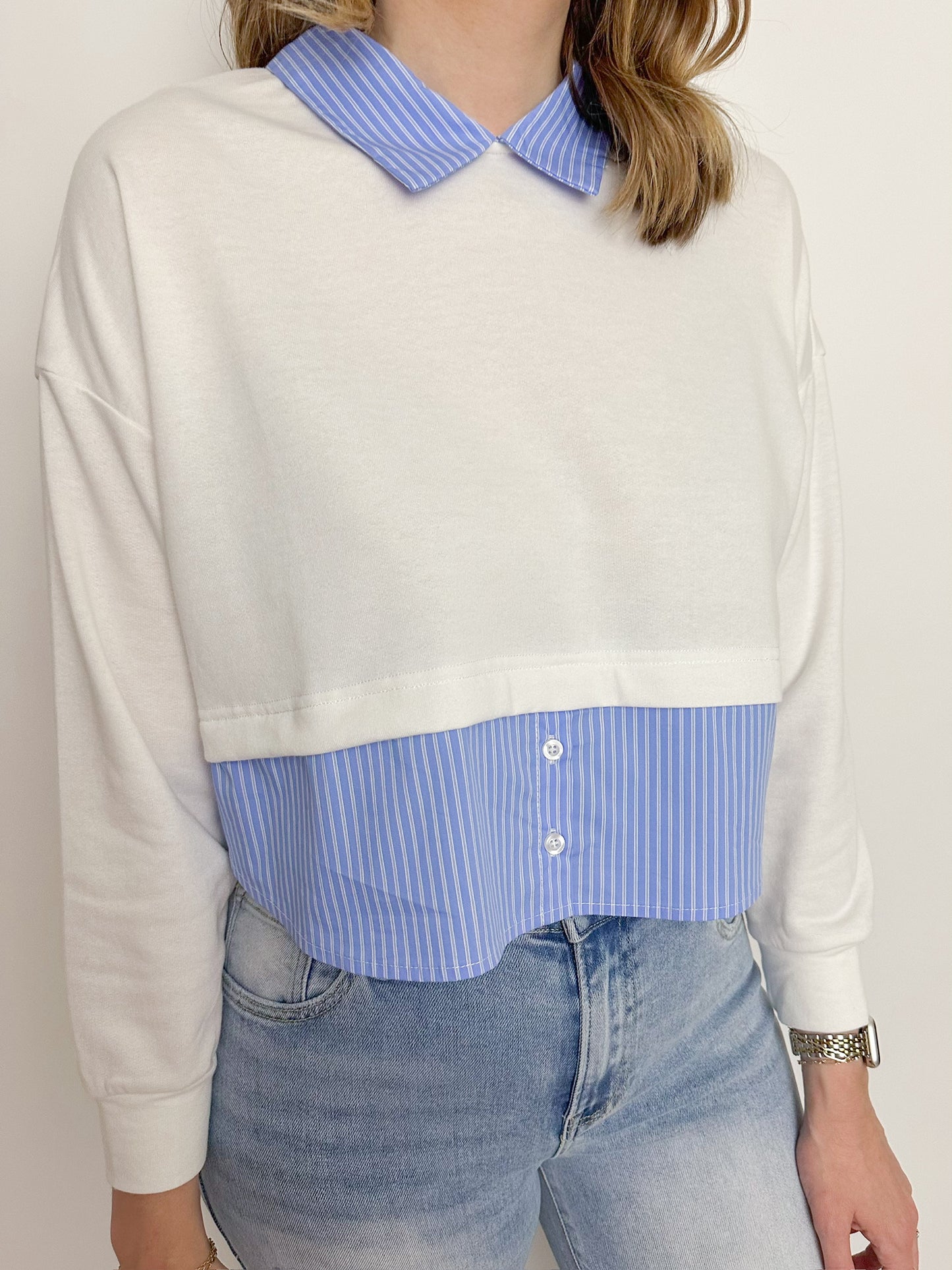 Kendall Mixed Oxford Pullover
