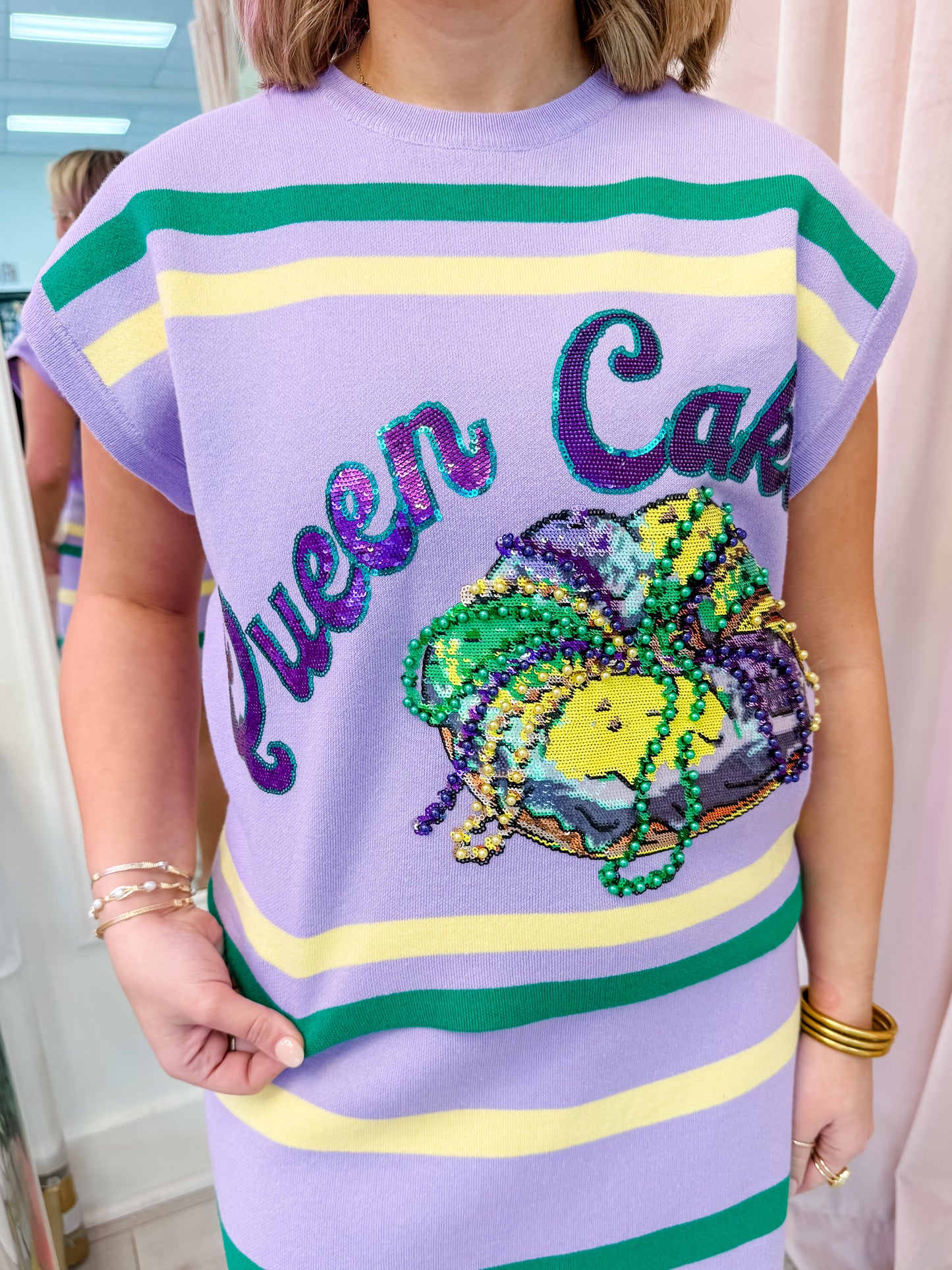Queen Cake Striped Top Lavender