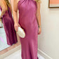 Solid Satin Halter Maxi Dress