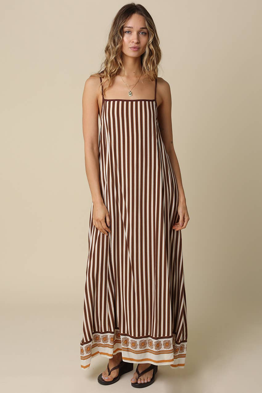 Lesly Striped Open Back Maxi Dress