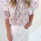 French Floral Novelty Collar Top