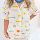 Multi Fish Shirt Button Up Top