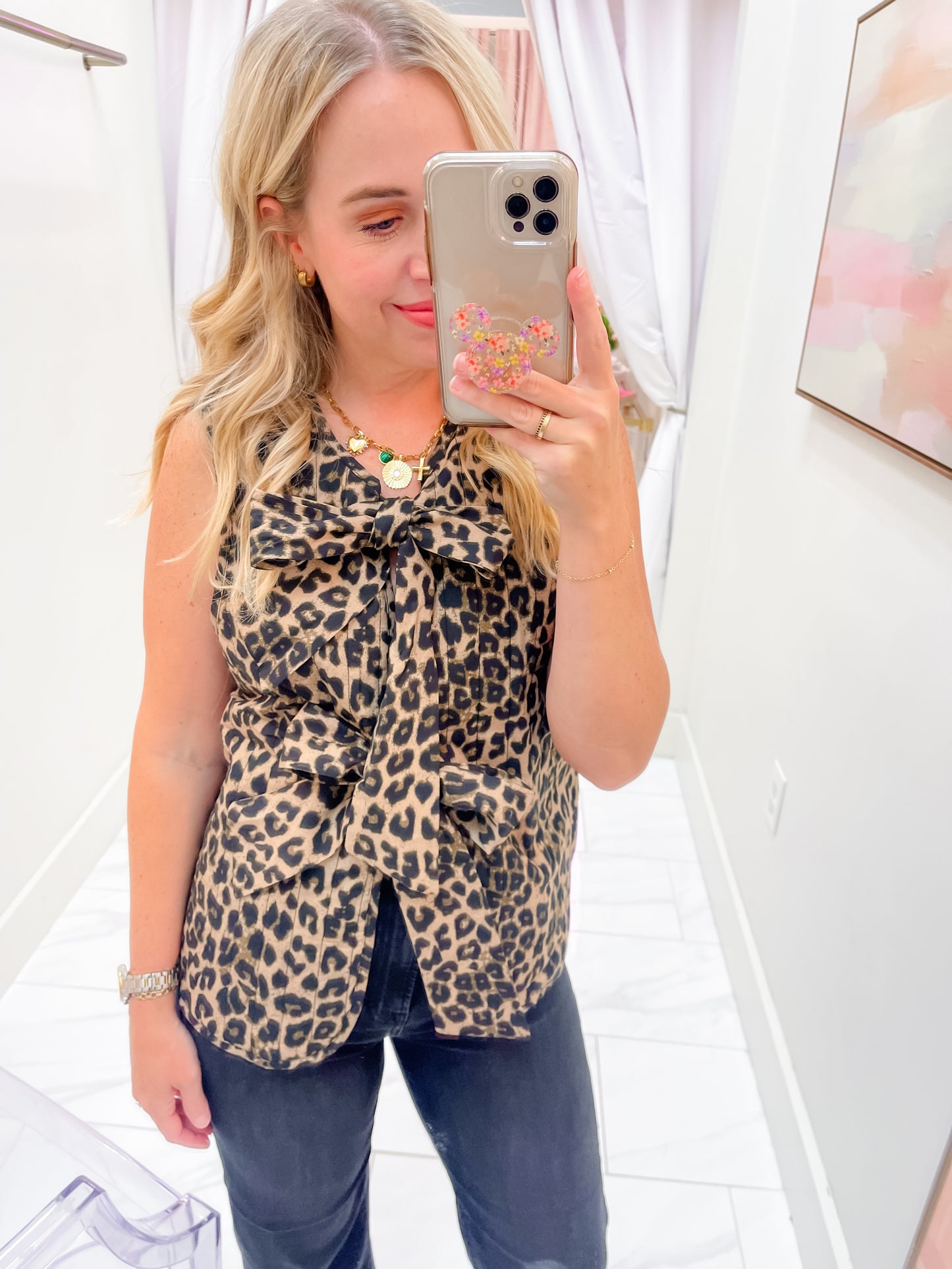 Catya Leopard Tie Vest