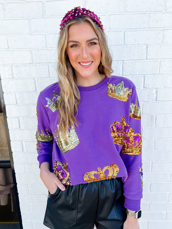 mardi gras gator stripe sweatshirt