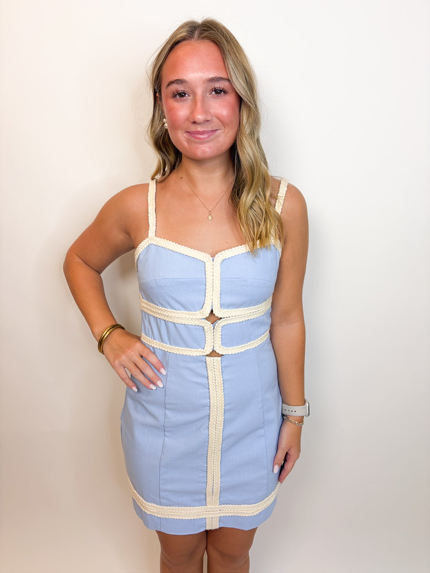 Rope Trim Mini Dress