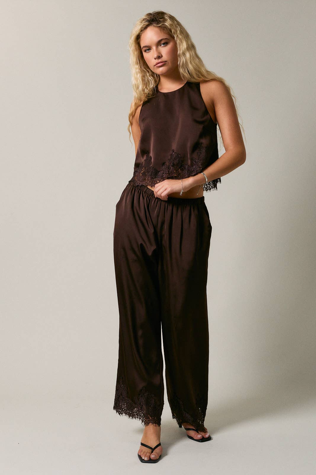 Halter Neck Lace Trim Top