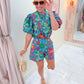 Tropical Floral Button Front Short