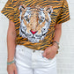 Sequin Tiger Head On Tiger Print Tee