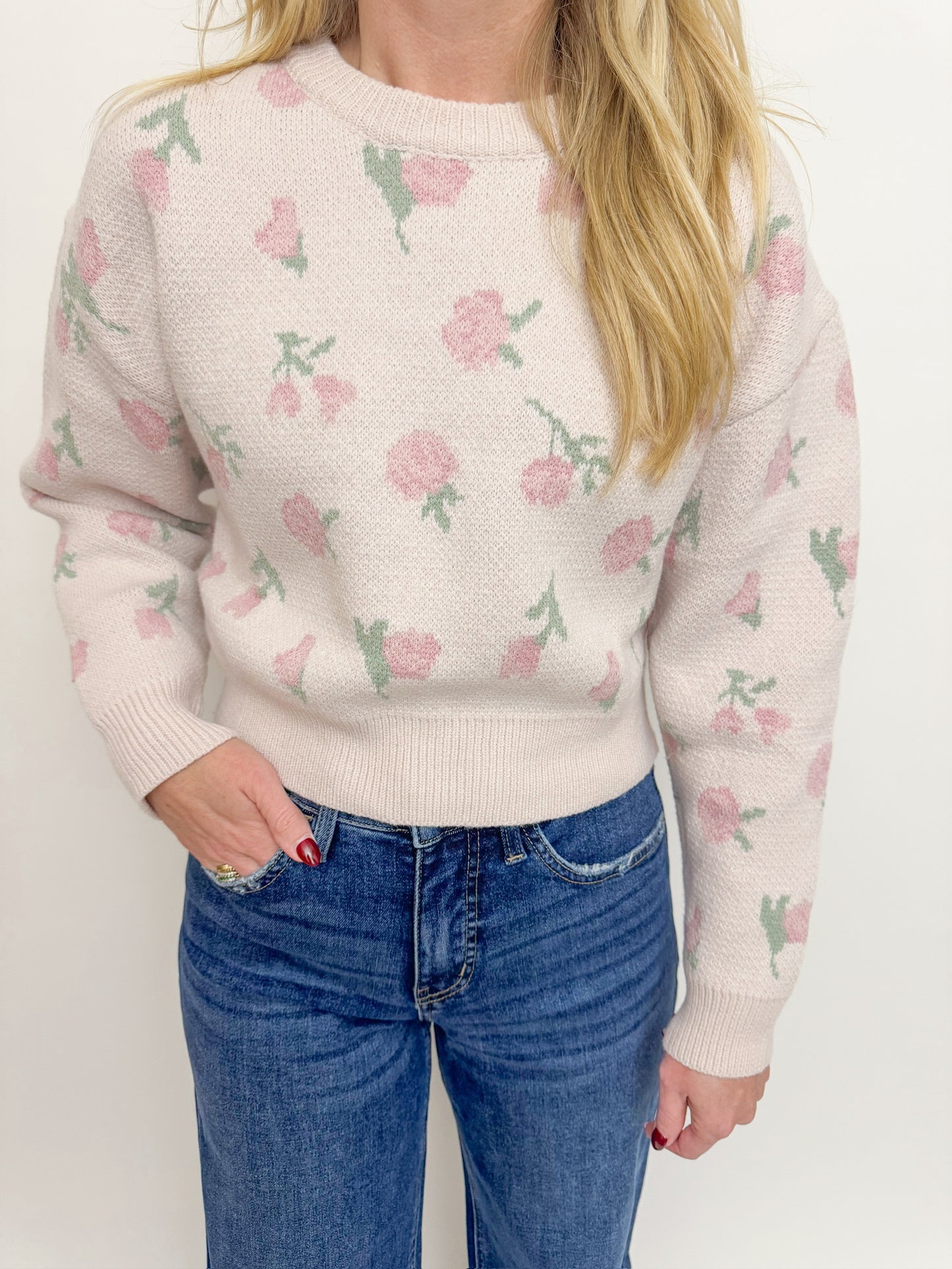 Winter Rose Cropped Sweater