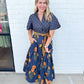 Folk Floral Midi Dress