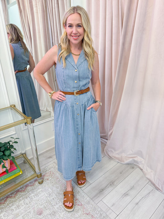 Denim 80's Maxi Shirt Dress