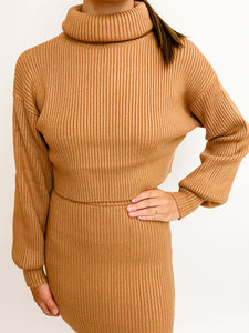 Cocoa Cropped Turtleneck Sweater