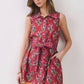 Floral Print Belted Mini Shirt Dress