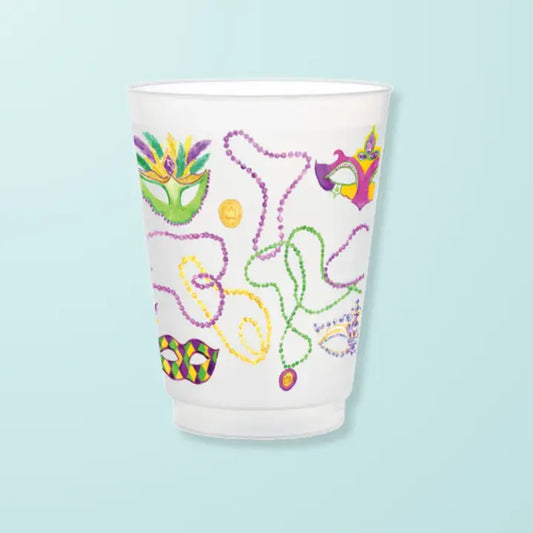 Mardi Gras Beads Frosted Cup-Set of 6