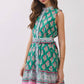 Floral Border Print Belted Mini Dress