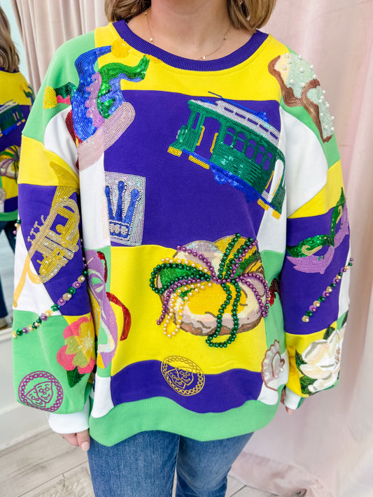 Checkered Mardi Gras Icon Sweatshirt