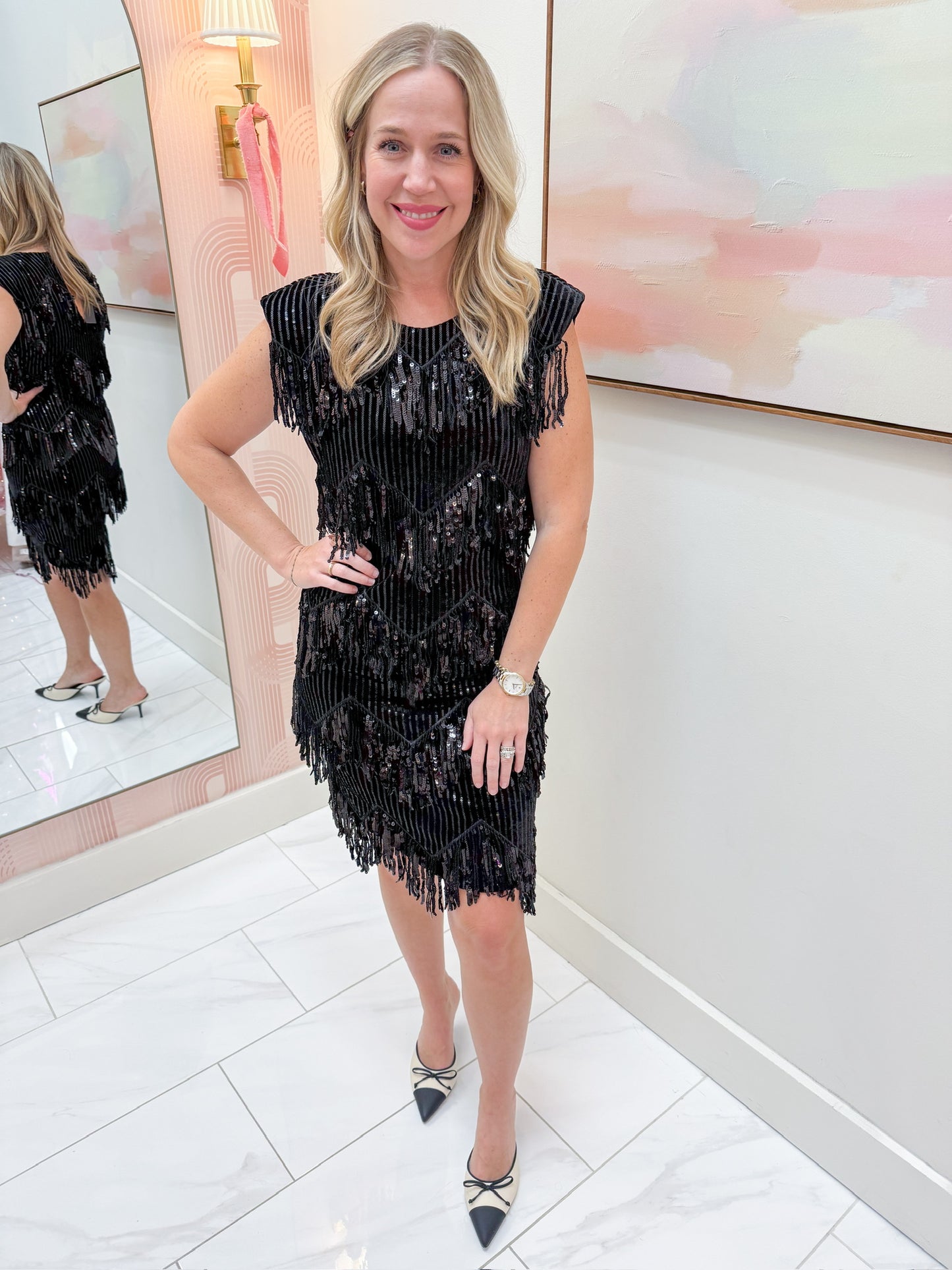 Astoria Sequin Fringe Mini Dress