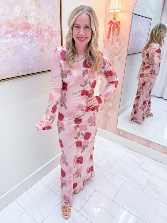 Georgie Satin Floral Maxi Dress