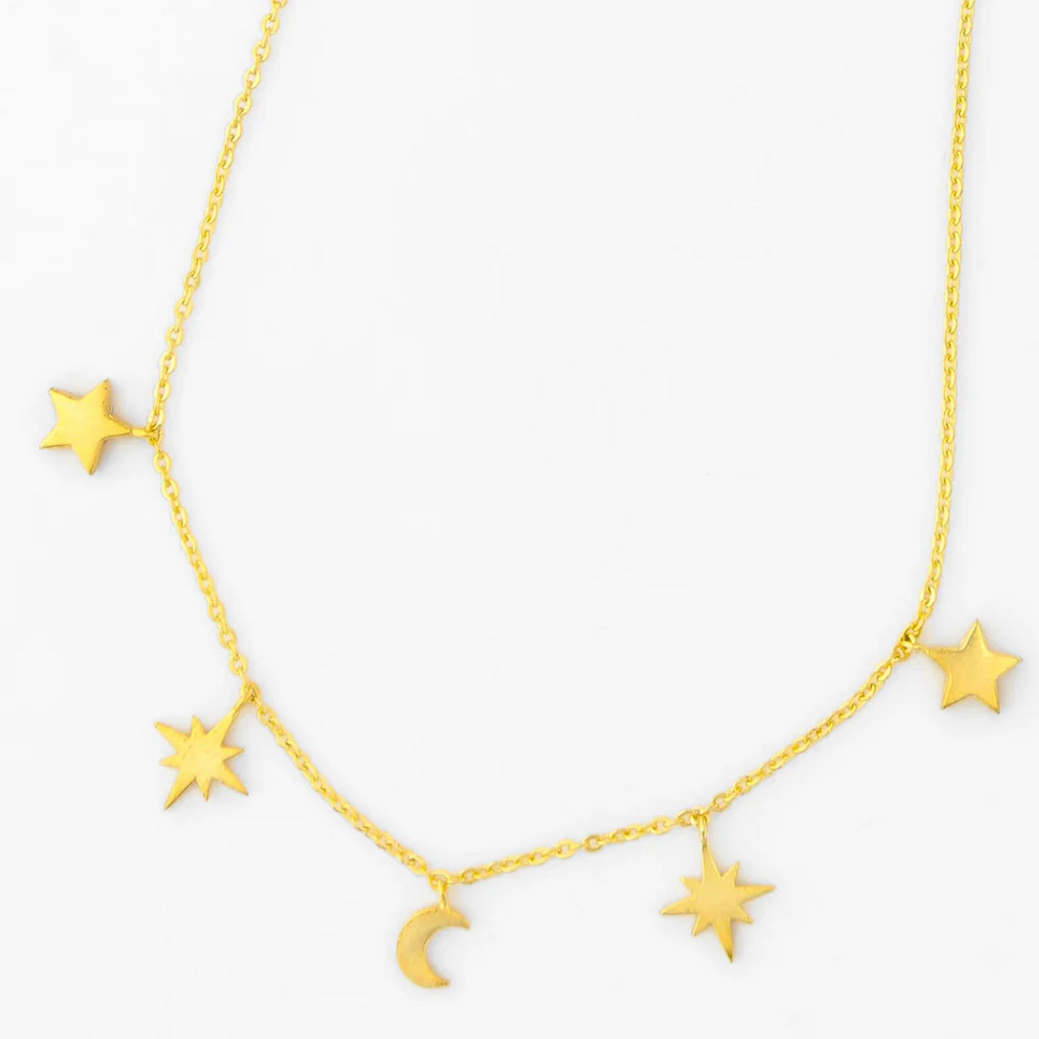 Matte Moon & Stars Dainty Necklace