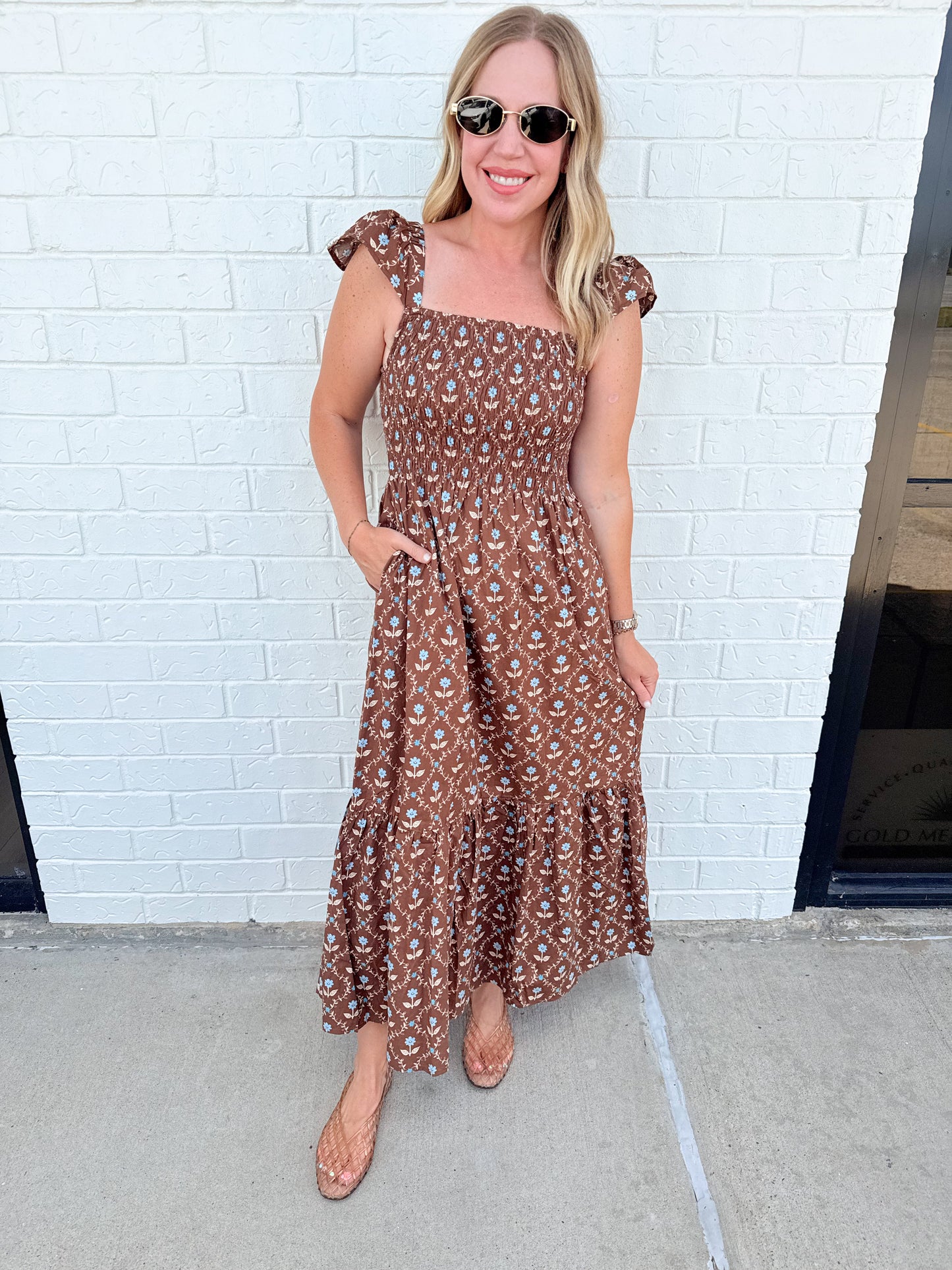 Floral Poplin Smock Tier Dress