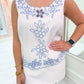 Mykonos Petal Embroidered Tank