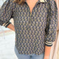 Pressed Petals Quarter Zip Blouse
