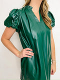Tory Faux Leather Puff Sleeve Dress