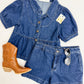 Klein Collared Denim Top & Short Set